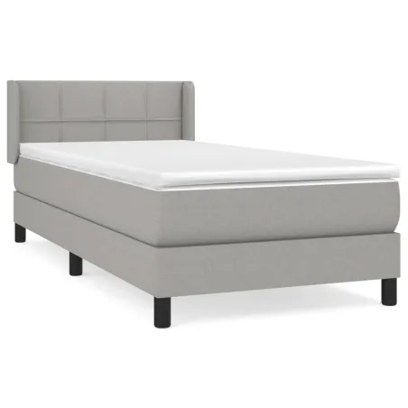 Sommier à lattes de lit avec matelas Gris clair 100x200cm Tissu