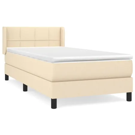 Sommier à lattes de lit avec matelas Crème 100x200 cm Tissu