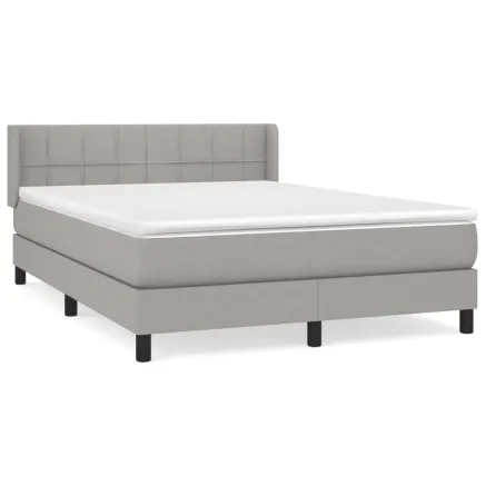 Sommier à lattes de lit avec matelas Gris clair 140x200cm Tissu 2
