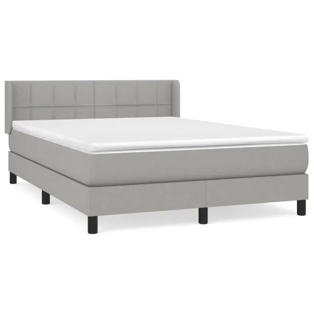 Sommier à lattes de lit avec matelas Gris clair 140x200cm Tissu