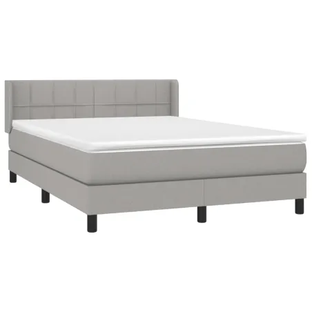 Sommier à lattes de lit avec matelas Gris clair 140x200cm Tissu