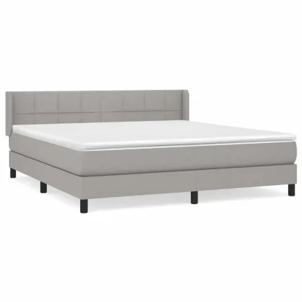 Sommier à lattes de lit avec matelas Gris clair 160x200cm Tissu 2
