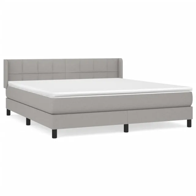 Sommier à lattes de lit avec matelas Gris clair 160x200cm Tissu