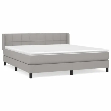 Sommier à lattes de lit avec matelas Gris clair 160x200cm Tissu