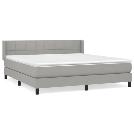 Sommier à lattes de lit avec matelas Gris clair 180x200cm Tissu 2