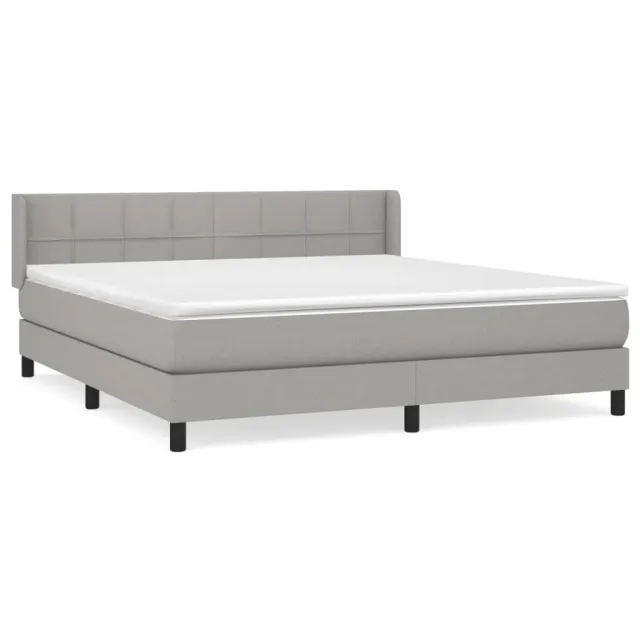 Sommier à lattes de lit avec matelas Gris clair 180x200cm Tissu