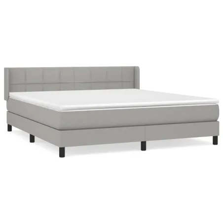 Sommier à lattes de lit avec matelas Gris clair 180x200cm Tissu