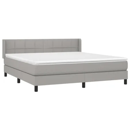 Sommier à lattes de lit avec matelas Gris clair 180x200cm Tissu