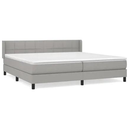 Sommier à lattes de lit avec matelas Gris clair 200x200cm Tissu 2