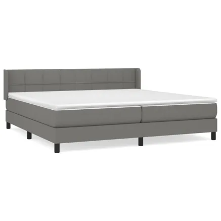 Sommier à lattes de lit avec matelas Gris foncé 200x200cm Tissu 2