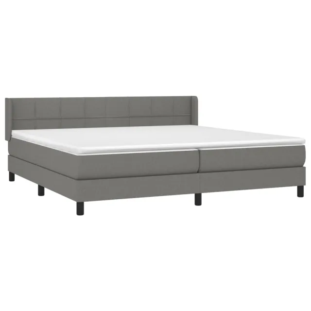Sommier à lattes de lit avec matelas Gris foncé 200x200cm Tissu