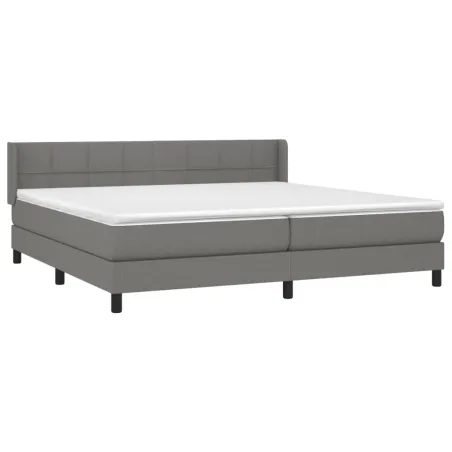 Sommier à lattes de lit avec matelas Gris foncé 200x200cm Tissu