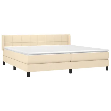 Sommier à lattes de lit avec matelas Crème 200x200 cm Tissu