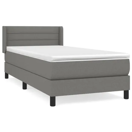 Sommier à lattes de lit avec matelas Gris foncé 80x200 cm Tissu 2