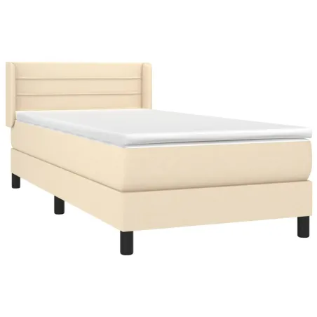 Sommier à lattes de lit avec matelas Crème 80x200 cm Tissu