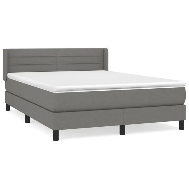 Sommier à lattes de lit avec matelas Gris foncé 140x190cm Tissu