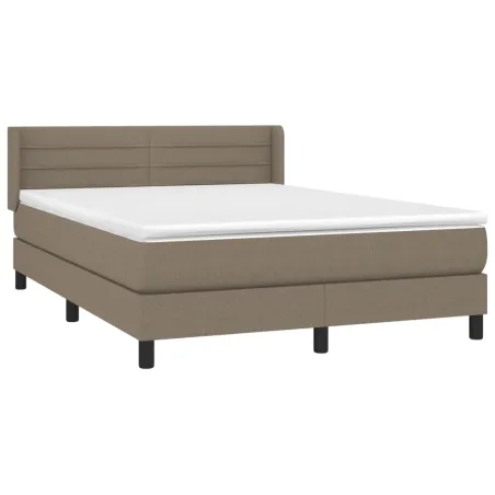 Sommier à lattes de lit avec matelas Taupe 140x190 cm Tissu
