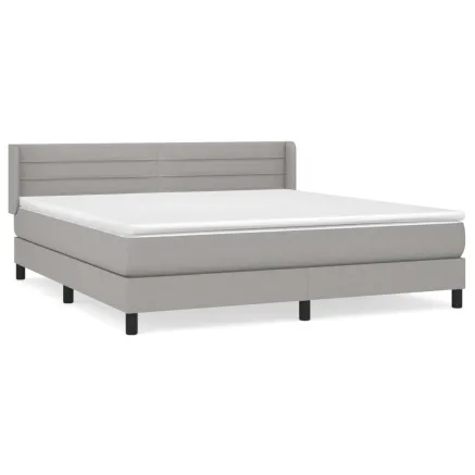 Sommier à lattes de lit avec matelas Gris clair 180x200cm Tissu 2