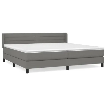 Sommier à lattes de lit avec matelas Gris foncé 200x200cm Tissu 2