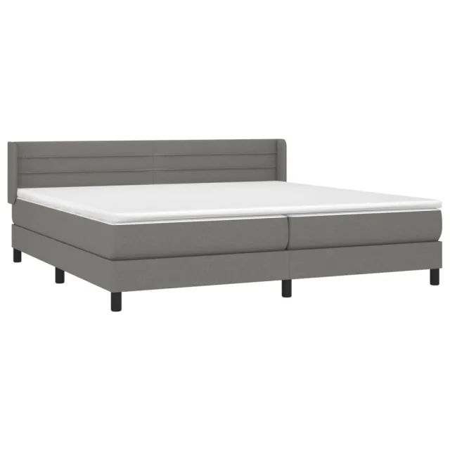 Sommier à lattes de lit avec matelas Gris foncé 200x200cm Tissu