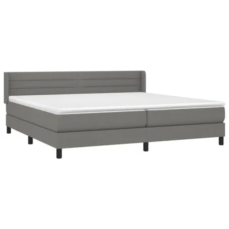Sommier à lattes de lit avec matelas Gris foncé 200x200cm Tissu