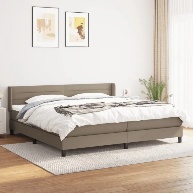 Sommier à lattes de lit avec matelas Taupe 200x200 cm Tissu