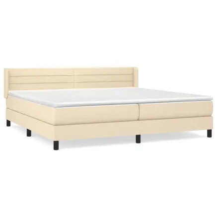 Sommier à lattes de lit avec matelas Crème 200x200 cm Tissu 2