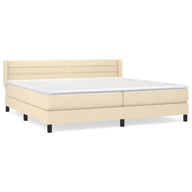 Sommier à lattes de lit avec matelas Crème 200x200 cm Tissu
