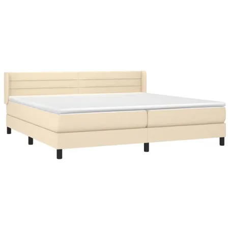 Sommier à lattes de lit avec matelas Crème 200x200 cm Tissu