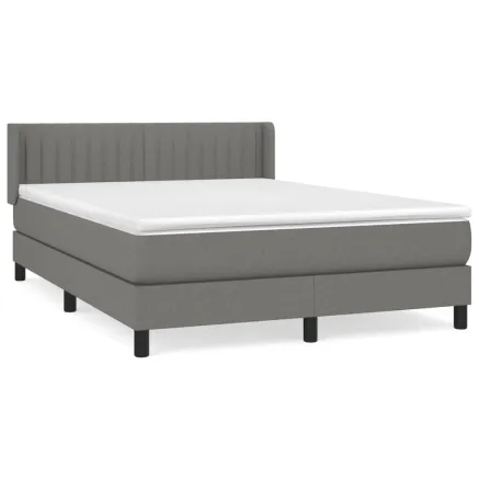 Sommier à lattes de lit avec matelas Gris foncé 140x190cm Tissu 2