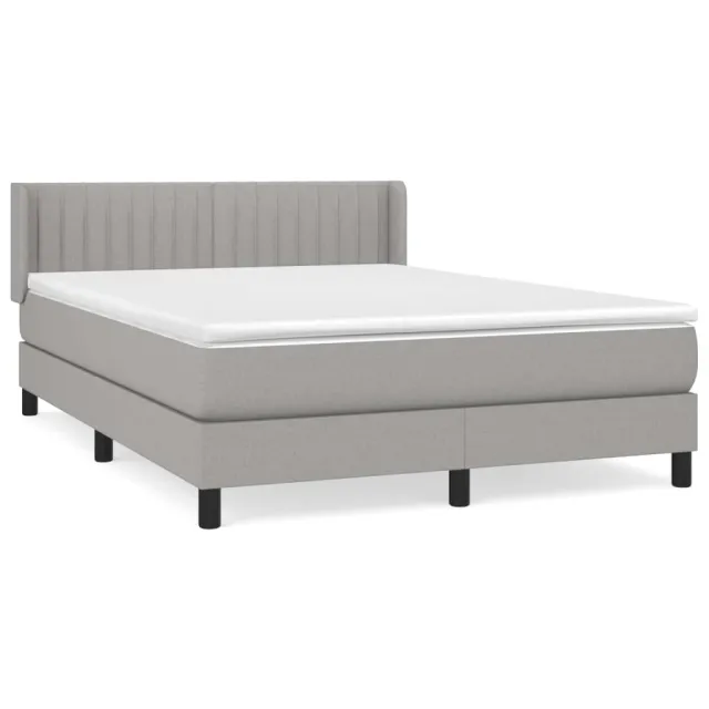 Sommier à lattes de lit avec matelas Gris clair 140x200cm Tissu