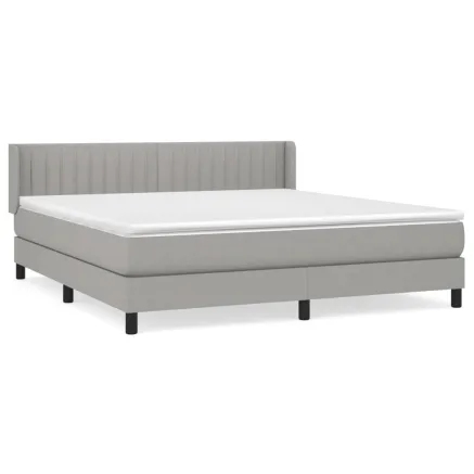 Sommier à lattes de lit avec matelas Gris clair 180x200cm Tissu 2