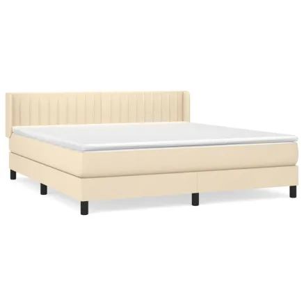 Sommier à lattes de lit avec matelas Crème 180x200 cm Tissu 2