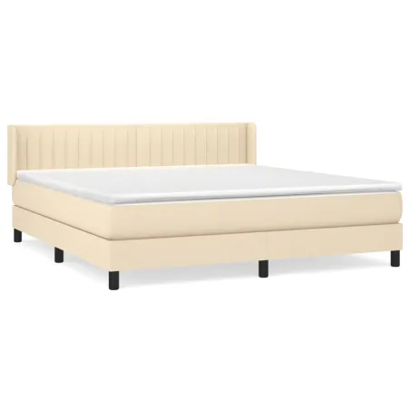 Sommier à lattes de lit avec matelas Crème 180x200 cm Tissu
