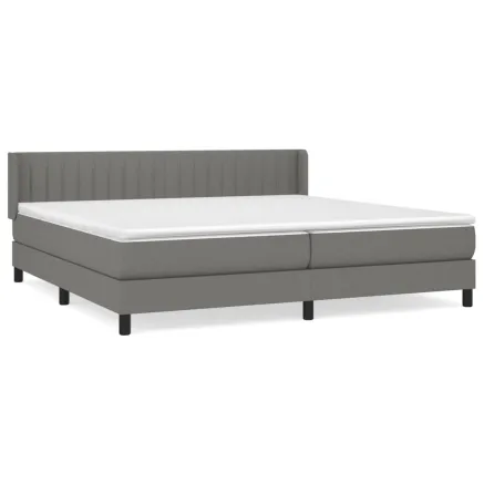 Sommier à lattes de lit avec matelas Gris foncé 200x200cm Tissu 2