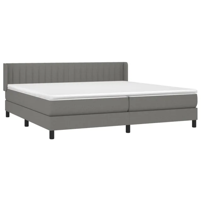 Sommier à lattes de lit avec matelas Gris foncé 200x200cm Tissu