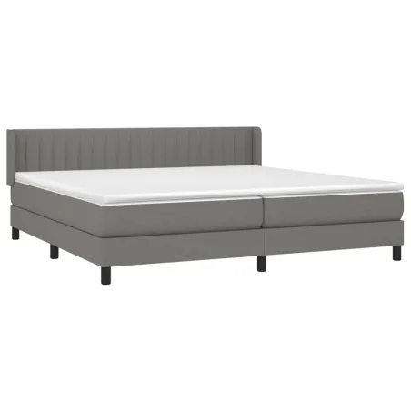 Sommier à lattes de lit avec matelas Gris foncé 200x200cm Tissu
