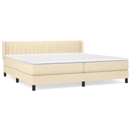 Sommier à lattes de lit avec matelas Crème 200x200 cm Tissu 2