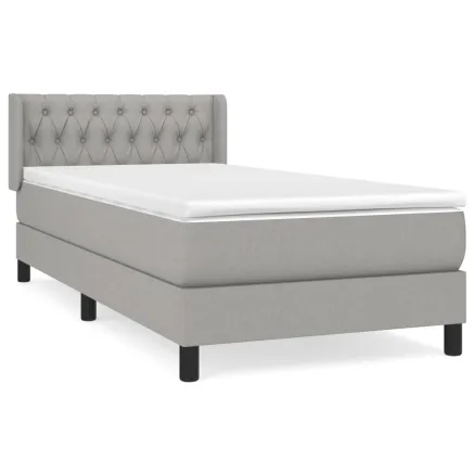 Sommier à lattes de lit avec matelas Gris clair 100x200cm Tissu 2