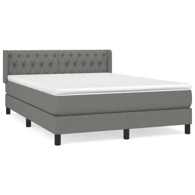 Sommier à lattes de lit avec matelas Gris foncé 140x190cm Tissu