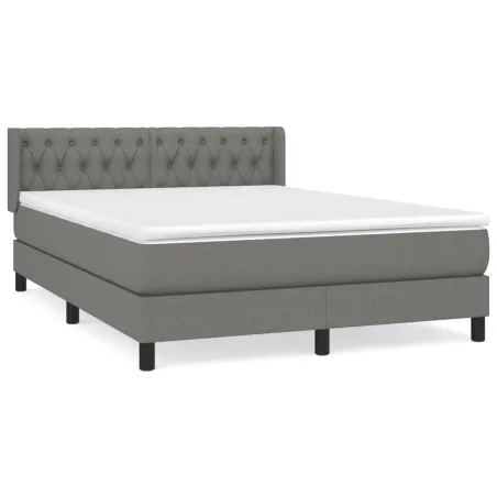 Sommier à lattes de lit avec matelas Gris foncé 140x190cm Tissu