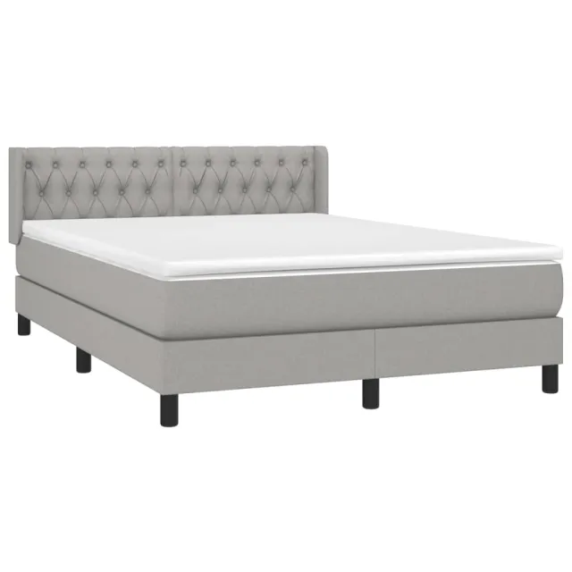 Sommier à lattes de lit avec matelas Gris clair 140x200cm Tissu
