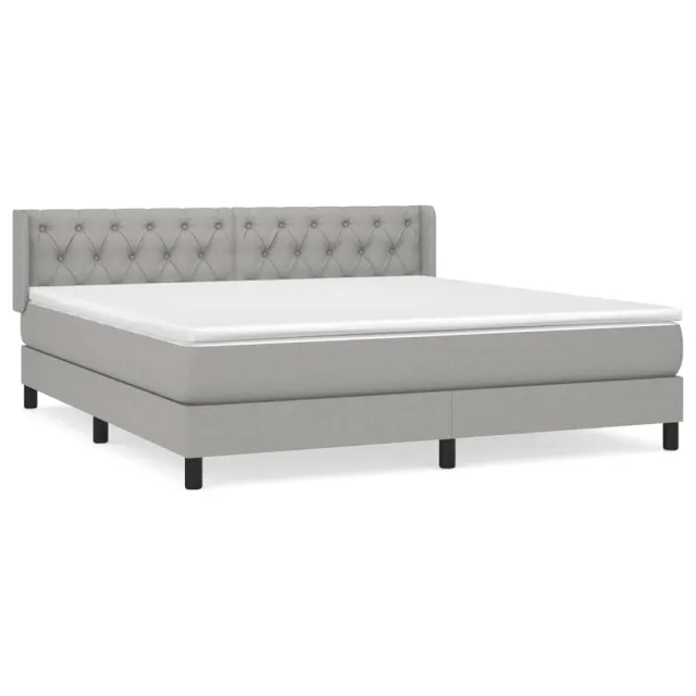 Sommier à lattes de lit avec matelas Gris clair 160x200cm Tissu