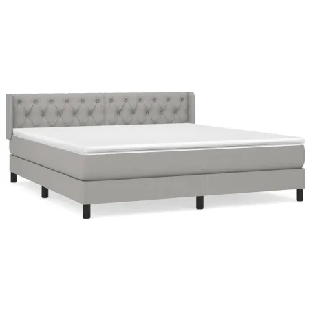 Sommier à lattes de lit avec matelas Gris clair 160x200cm Tissu
