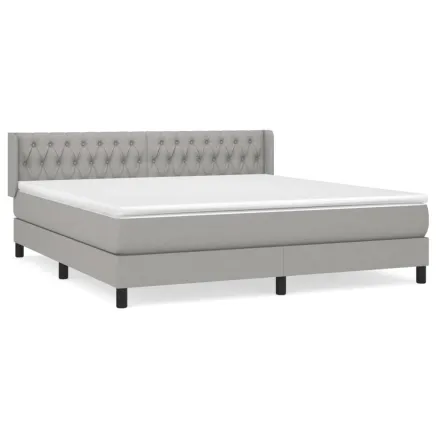 Sommier à lattes de lit avec matelas Gris clair 180x200cm Tissu 2