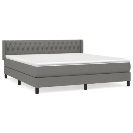 Sommier à lattes de lit avec matelas Gris foncé 180x200cm Tissu 2