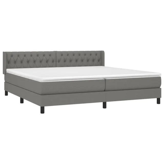 Sommier à lattes de lit avec matelas Gris foncé 200x200cm Tissu