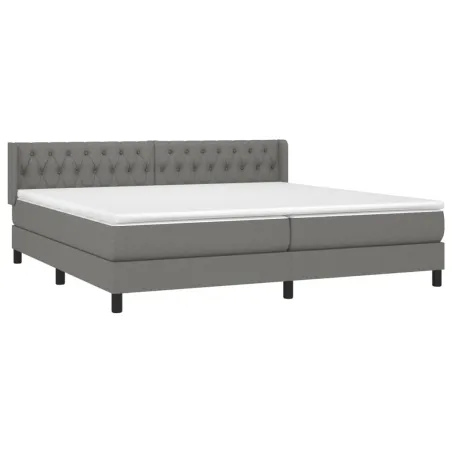 Sommier à lattes de lit avec matelas Gris foncé 200x200cm Tissu