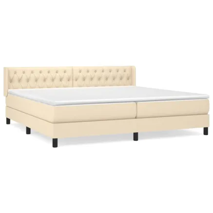 Sommier à lattes de lit avec matelas Crème 200x200 cm Tissu 2