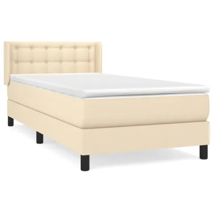 Sommier à lattes de lit avec matelas Crème 90x200 cm Tissu 2
